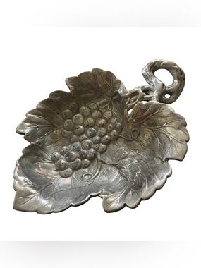 Arthur Court Silver-Tone Grape Leaf Serving Tray